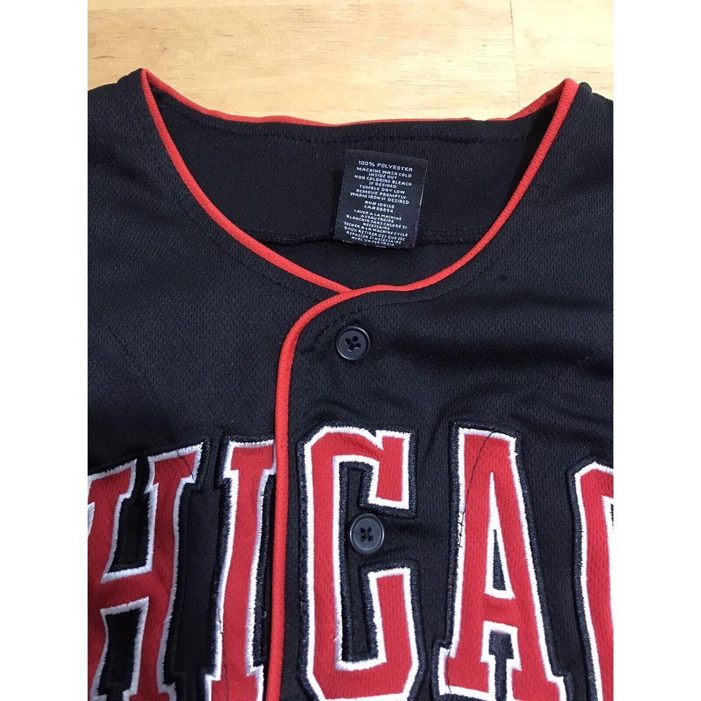 NBA Basketball Chicago‎ Bulls Jersey Mens Medium Black Red #66 Button Front - Picture 7 of 10